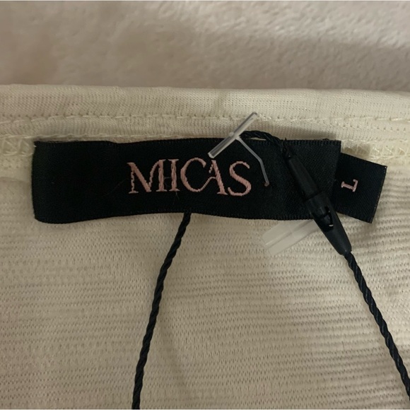 🛍️ MICAS Halter-back Cascading Ruffles Mini Ivory Dress - Size L - Picture 11 of 13